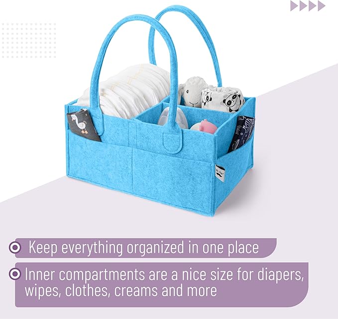 Mr. Pen- Baby Diaper Caddy Organizer, 1 Pack, Blue, Baby Caddy Organizer with Handle, Compact Size, Collapsible & Portable