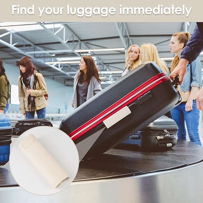 KINIVA 2 Pack Set White Vegan Leather Luggage Handle Wraps, Luggage Identifiers, Travel Accessories