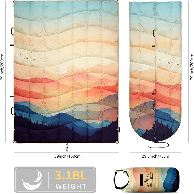 Camping Blanket, Puffy Blankets Lightweight Windproof Resistant for Outdoors,Hiking, Backpacking,Car,Picnic,Stadium