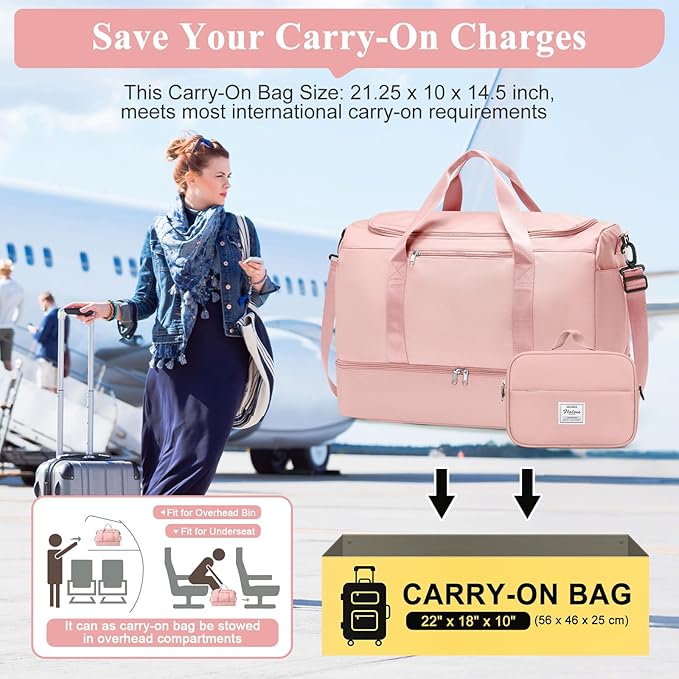 Extra Large Travel Duffle Bag,Carry on Overnight Weekend Bag with Shoes Compartment,Weekender Bags for Women for Travel Business Trips Sport Hospital