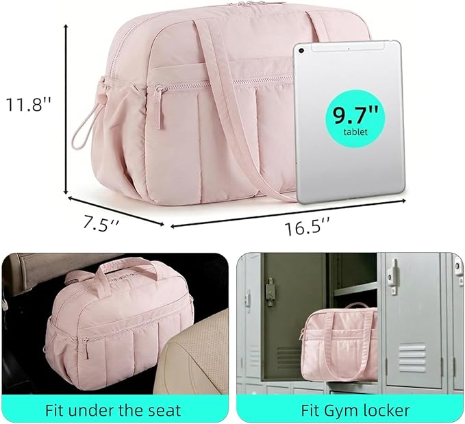 Mini Gym Bag for Women Girls, Crossbody Tote Bag with Wet Pocket, Water Resistant Travel Duffle Bag, Dance Workout Sport Bag, Pink (Pink, M)