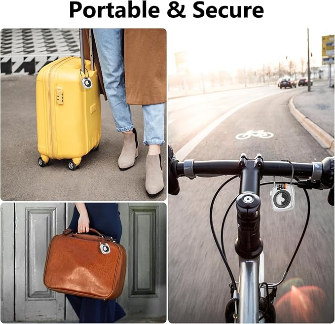 Compatible with Apple AirTag Secure Lock with Wire Cable, 3-Digit Combination Luggage Locks, Alloy Body Ultra Durable Anti-Lost Protective Case for Luggage, Suitcase (White*4)