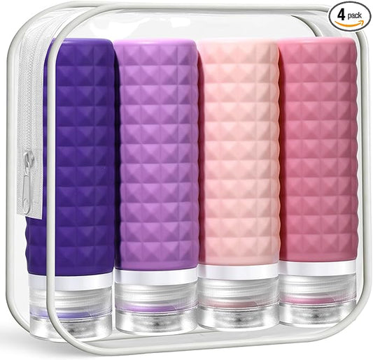 Travel Bottles for Toiletries, TSA Approved Travel Size Containers, Leak Proof Silicone Shampoo Bottles, Small Toiletry Containers with Bag for Shampoo Conditioner Lotion