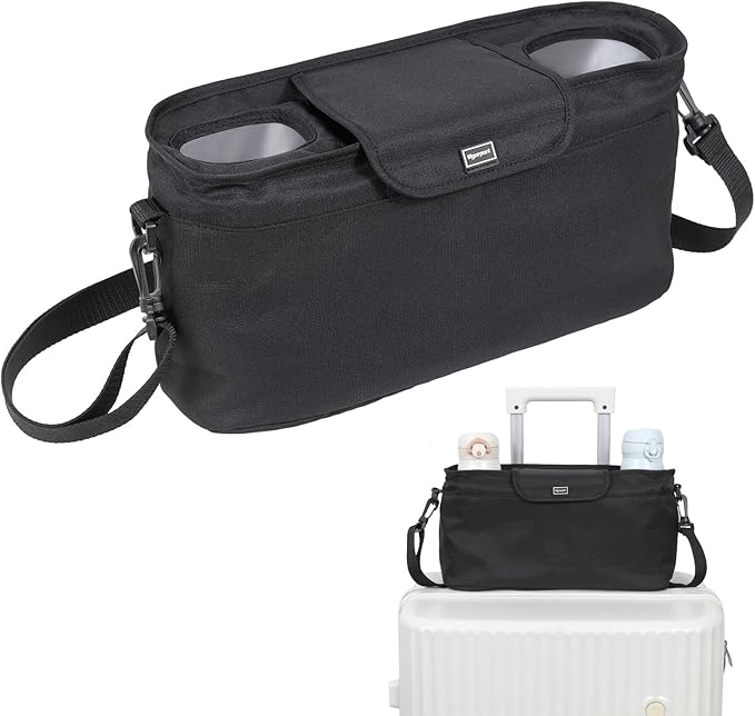 Vigorport Waterproof Luggage Travel Cup Holder, Free Hand Drink Carrier with Storage Bag, Coffee Mug Holders for Suitcases, Travel Accessories for Men Women, Flight Attendant Essentials