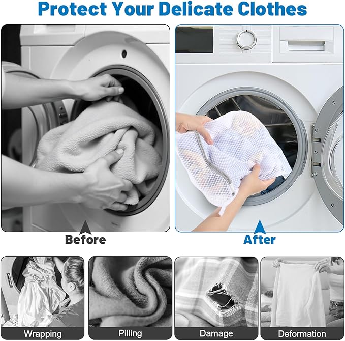 3-Pack Durable Honeycomb Mesh Laundry Bags for Delicates - 12x16 Inches Lingerie Bags for Washing Delicates with Sturdy Zippers, Protect Clothes in Washing Machine for Home, College & Dorm (Medium)