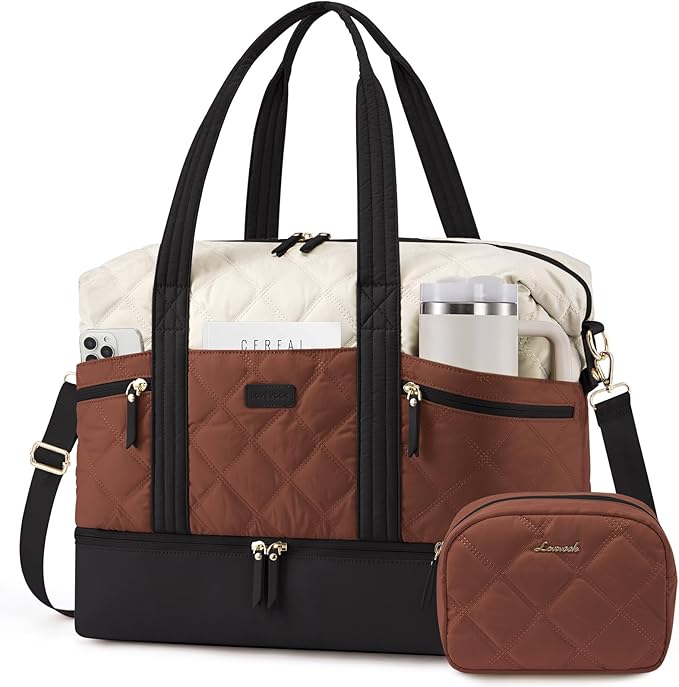 LOVEVOOK Travel Duffle Bag, Lightweight Weekender Bags for Women with Shoe Compartment, 40L Puffer Gym Bag Personal Item Travel Bag, Carry On Overnight Bags and Hospital Bag for Labor and Delivery