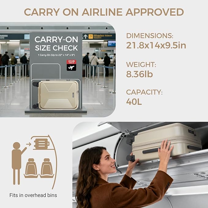 Carry on Luggage Top opening Suitcases, Expandable with Cup Holder and USB Charging Port,Lightweight with Front Pocket Rolling Suitcases with Spinner Wheels