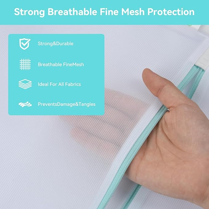OTraki Mesh Laundry Bag for Delicates 20x24 inch Mesh Wash Bag for Washing Machine Zippered Net Laundry Bag for Bra Underwear College Dorm Home Don't Drying, Melting 140-176℉ White