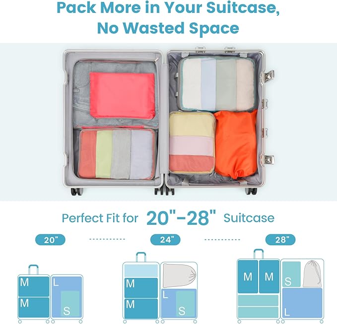 Cambond Compression Packing Cubes for Travel - Lightweight Expandable Travel Bags Luggage Organizers Travel Essentials Compression Cubes for Travel Space Saver for Carry on Suitcases Organizer