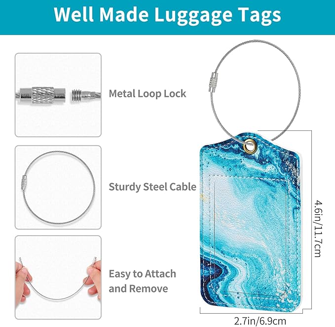 Fishent Luggage Tag, 3 Pack Travel Cruise Luggage Tags for Suitcases, Cute Suitcase Tags Identifiers Bag Tags with Privacy Flap, Baggage Name Tag for Women Men Luggage Backpack Handbag School Bag