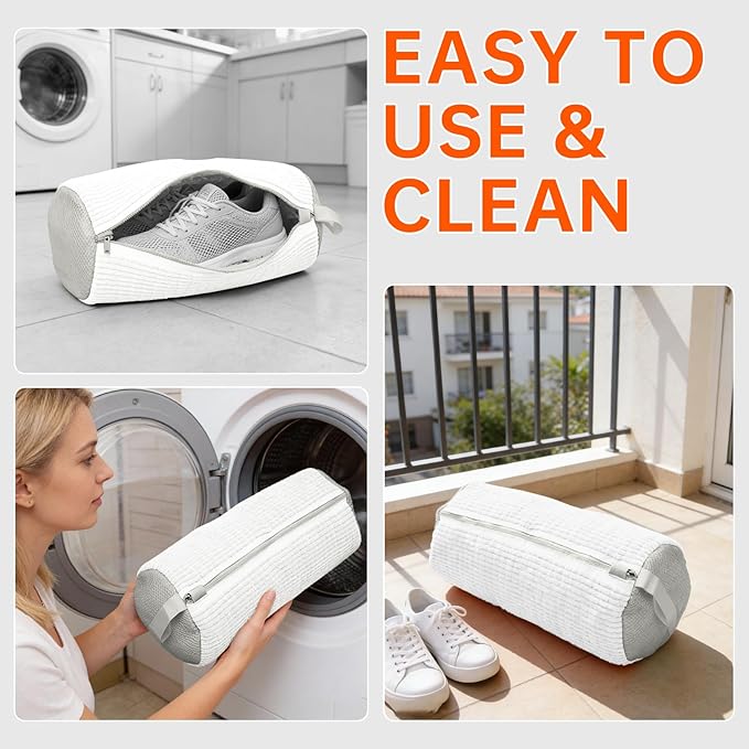 1PCS Shoes Washing Machine Bags, Laundry Shoe Bag for Washer and Dryer, Reusable and Durable Zipper Sneaker Shoe Washing Bag, Tennis Shoes Cleaning Bag for All Shoe Types (Pure white)