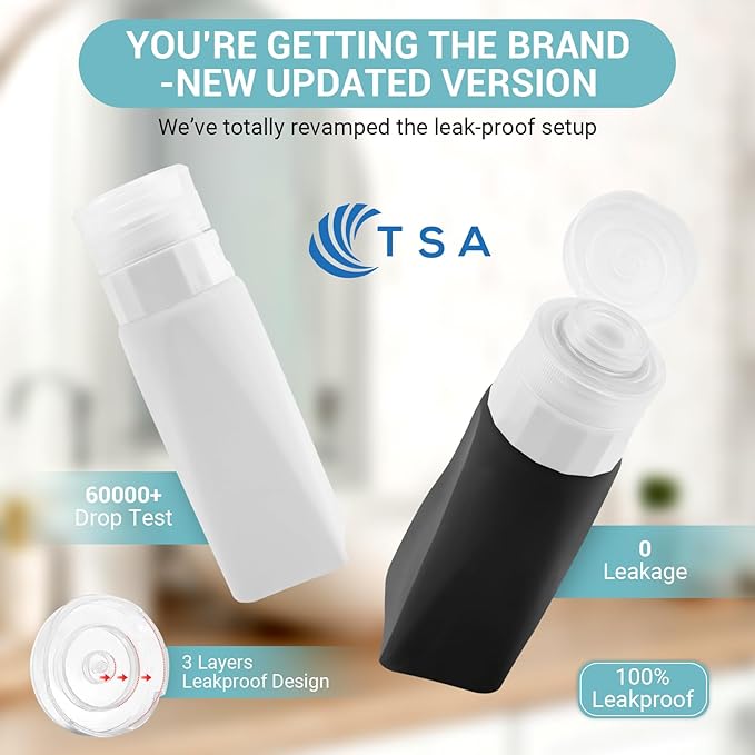 Travel Bottles Leak Proof,3 oz TSA Approved Silicone Squeezable, Refillable Containers Set for Toiletries Shampoo Conditioner Lotion (travel bottles black)