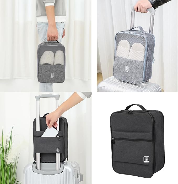 Portable Waterproof Shoe Organizer - Travel Essentials for Carry On Luggage, Travel Shoe Bags, Shoes Travel Bag for Luggage, Hold 3-4 Pairs of Shoes Storage Pouch