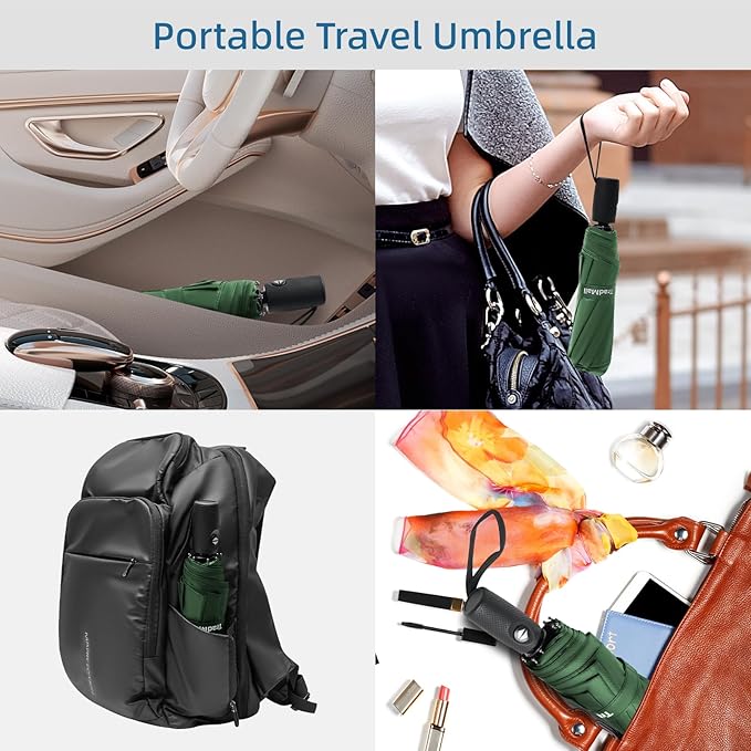 TradMall Travel Umbrella, 42/45 Inches Double Vented Canopy Windproof Automatic Strong Compact Folding Umbrellas for Rain Women and Men