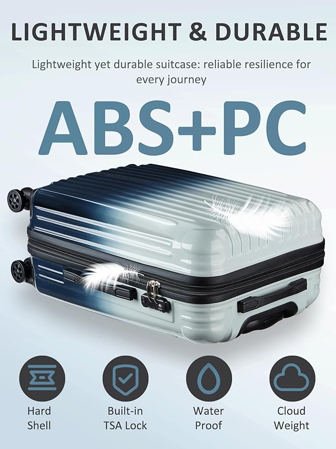 Carry on Luggage - Airline Approved Suitcases with Spinner Wheels, Built-In TSA Lock，Hard Shell Expandable Suitcases