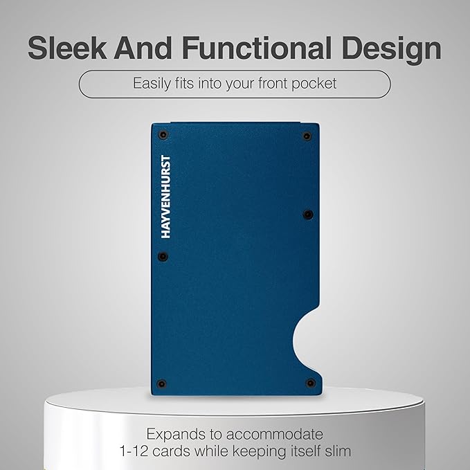 Hayvenhurst Wallet For Men - Reinvented Design Men's Wallet - Slim, Minimalistic & Seamless, Blocks RFID Scanners with a Money Clip (Navy)