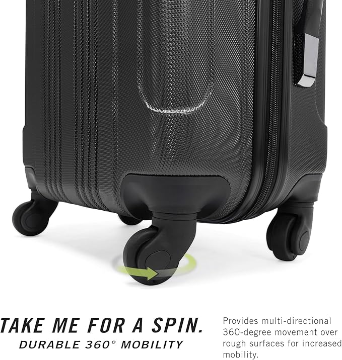 Kenneth Cole REACTION Out of Bounds Lightweight Hardshell 4-Wheel Spinner Luggage, Charcoal, 20-Inch Carry On