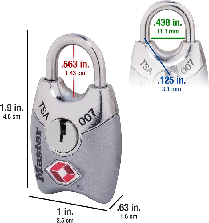 Master Lock 4689Q TSA Approved Luggage Lock, 4 Pack, Colors May Vary