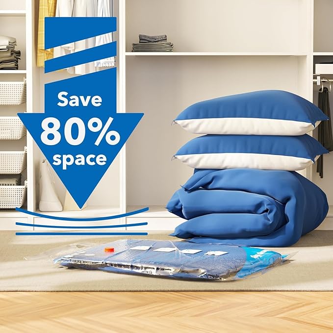 MEIQIHOME Vacuum Storage Bags, Space Saver Sealer Bags,Vacuum seal bags for clothing, Pillows, Comforters, Blankets, Bedding,Travel,6 XXL