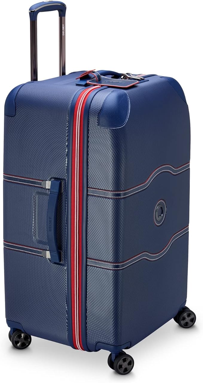 DELSEY PARIS Chatelet Air 2.0 Hardside Luggage Trunk with Spinner Wheels, Navy, Checked-26 Inch Trunk