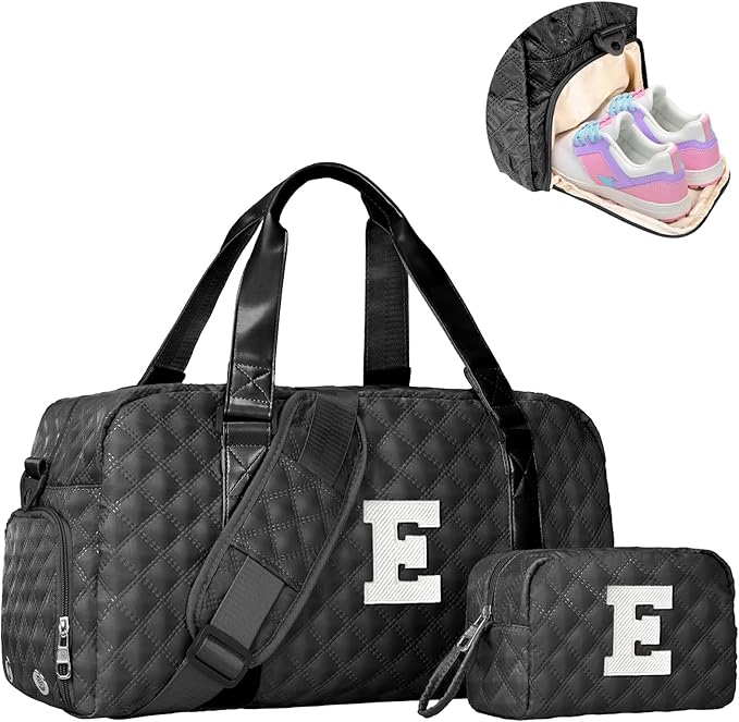 Overnight Bags for Women, Initial Travel Duffel Bag, Sports Gym Bag, Carry On Bag, Monogram Gifts for Girl Friends Female Mom Teacher
