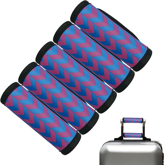 5 Pack Luggage Handle Wrap, Neoprene Suitcase Handle Cover, Bright Color Luggage Identifier for Easy Airport Pickup, Soft Grip Travel Accessories for Cruise Airplane, Purple