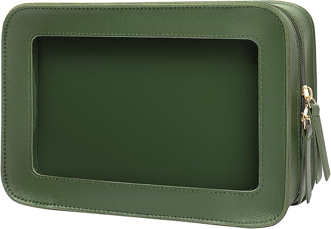 LETGO Clear Makeup Bags, TSA Approved Toiletry Bag with Zipper,Portable Travel Clear Cosmetic Bags Pouch for Women Men Car Accessories for Women(Vintage Green)