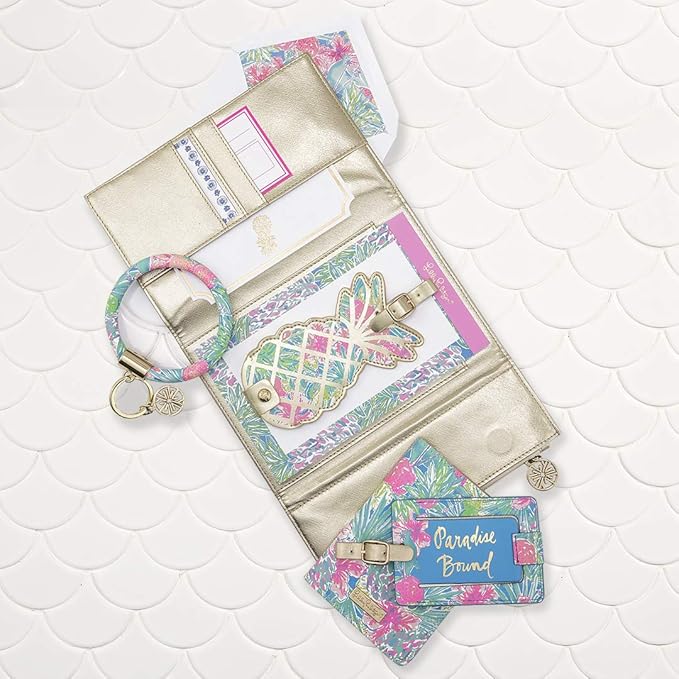 Lilly Pulitzer Vegan Leather Passport Holder, Cute Passport Cover, Travel Wallet with Credit Card Slots, Swizzle In