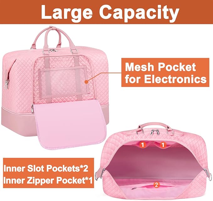 Travel Weekender Bag for Women, 21" Overnight Bag with Shoe Compartment 50L Large Travel Duffel Bag Carry On Tote for Weekend, Overnight, Business Trips, Water Resistant