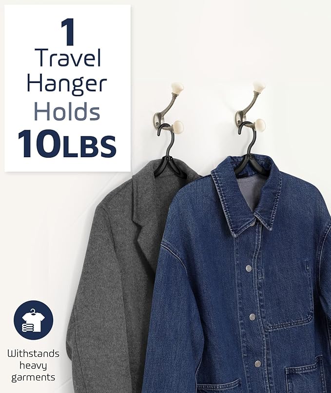 20 Pcs Travel Hangers, Cruise Ship Essentials Foldable Hangers Plastic Travel Essentials, Portable Cruises Must Haves 2026 for Suitcase, RV Camping Airplane Europe Vacation Essential, Black