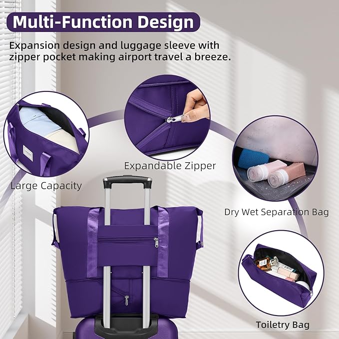LARVENDER Luggage Sets 3 Piece, Expandable Carry on Luggage 22x14x9 Airline Approved Hardshell Suitcase with Spinner Wheels TSA Lock, Lightweight Rolling Luggage for Men and Women, Grape Purple