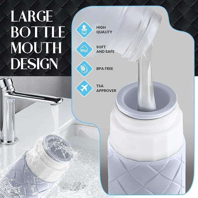 Travel Bottles for Toiletries, TSA Approved Silicone Travel Size Containers for Toiletries, BPA Free Leak Proof Refillable Essentials Accessories, Shampoo and Conditioner Bottles (Mint Greeen)