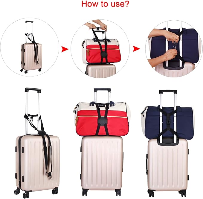 Luggage Straps Bag Bungee, Luggage Straps Suitcase Adjustable Belt, Add a Bag Easy to Travel Suitcase Elastic Strap Belt with Reflective Material (Gray)
