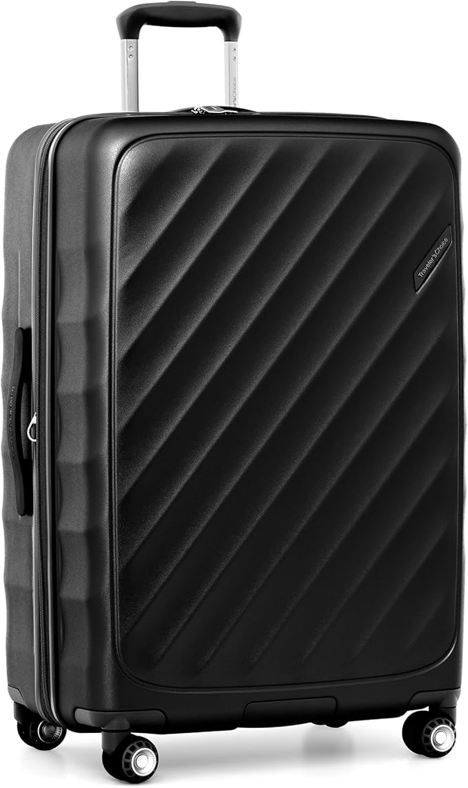 Traveler's Choice Elm Expandable Spinner Luggage Set, Matte Black, 29" Large Checked