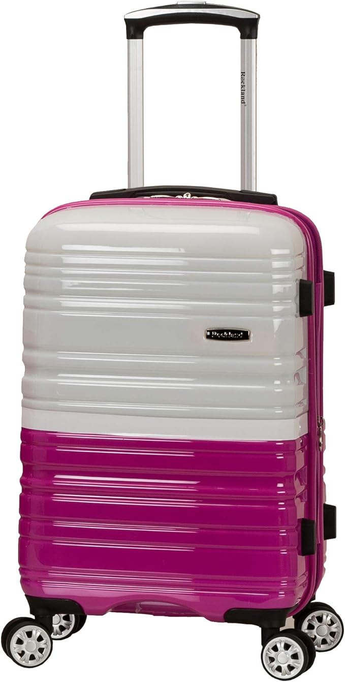 Rockland Melbourne Hardside Expandable Spinner Wheel Luggage, 2TONEWHITE, 2 Piece (20"/28")
