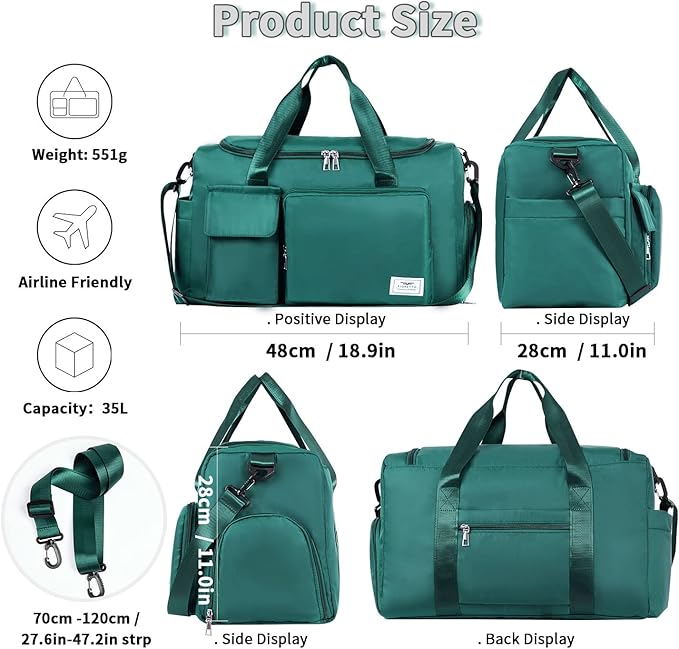 FIORETTO Women's Gym Duffle Bag with Shoes Compartment, 30L Capacity, Ideal for Travel, Gym, Sports, Duffel, Weekender