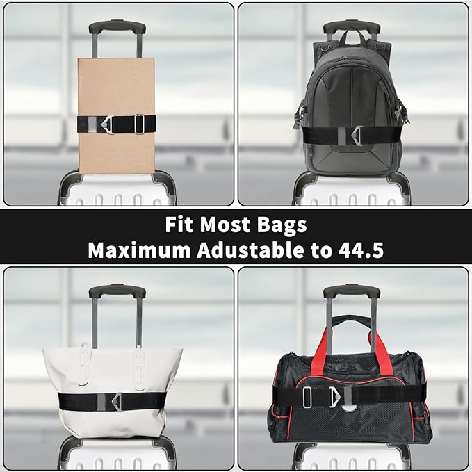 TOOVREN 2-in-1 Travel Belt for Luggage Straps Add a Bag Bungees Luggage Strap Over Handle Suitcases Belt for Carry On Bag Elastic Belt Adjustable Suitcase Strap Airport Travel Accessories Black