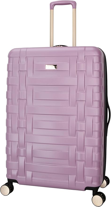 Jessica Simpson Taffeta 28"Expandable 8-Wheel Spinner Large Checked Luggage Suitcase, Dusty Orchid