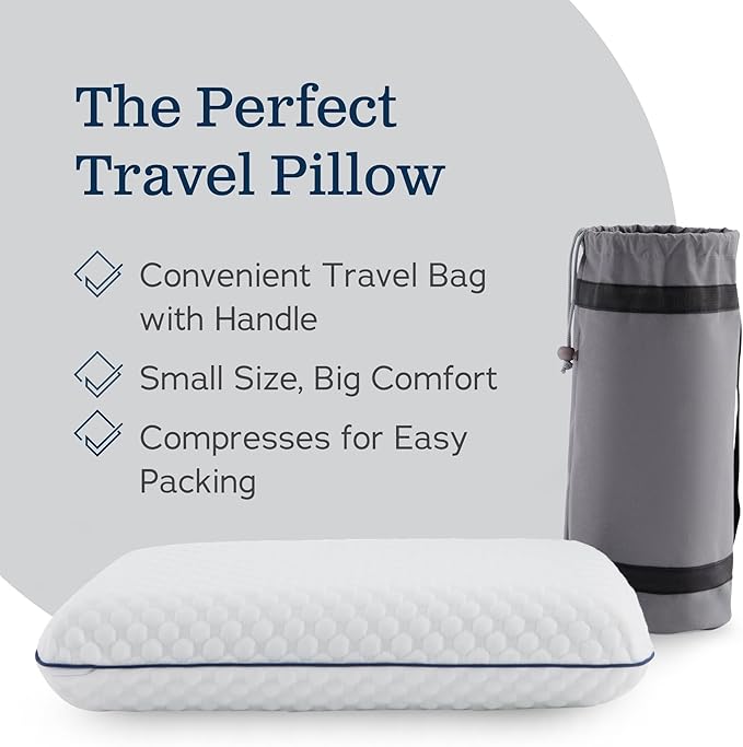 Weekender Gel Memory Foam Camping Pillow - Travel Essentials & Must Haves - Camping Gear & Accessories - Contouring Neck Support - Small Size Compatible for Car, Airplane, and Beach - 1 Pack