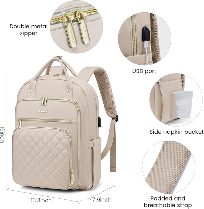 LOVEVOOK Laptop Backpack for Women, Water Resistant Travel Work Backpacks Purse Stylish College Business Teacher Nurse Computer Bag with USB Charging Port, Fits 17" Laptop