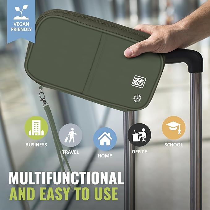 BOACAY Travel Document Organizer with RFID, Family Passport Holder, Wallet for Women & Men, Portable & Waterproof Case for Cards, Boarding Pass, Money