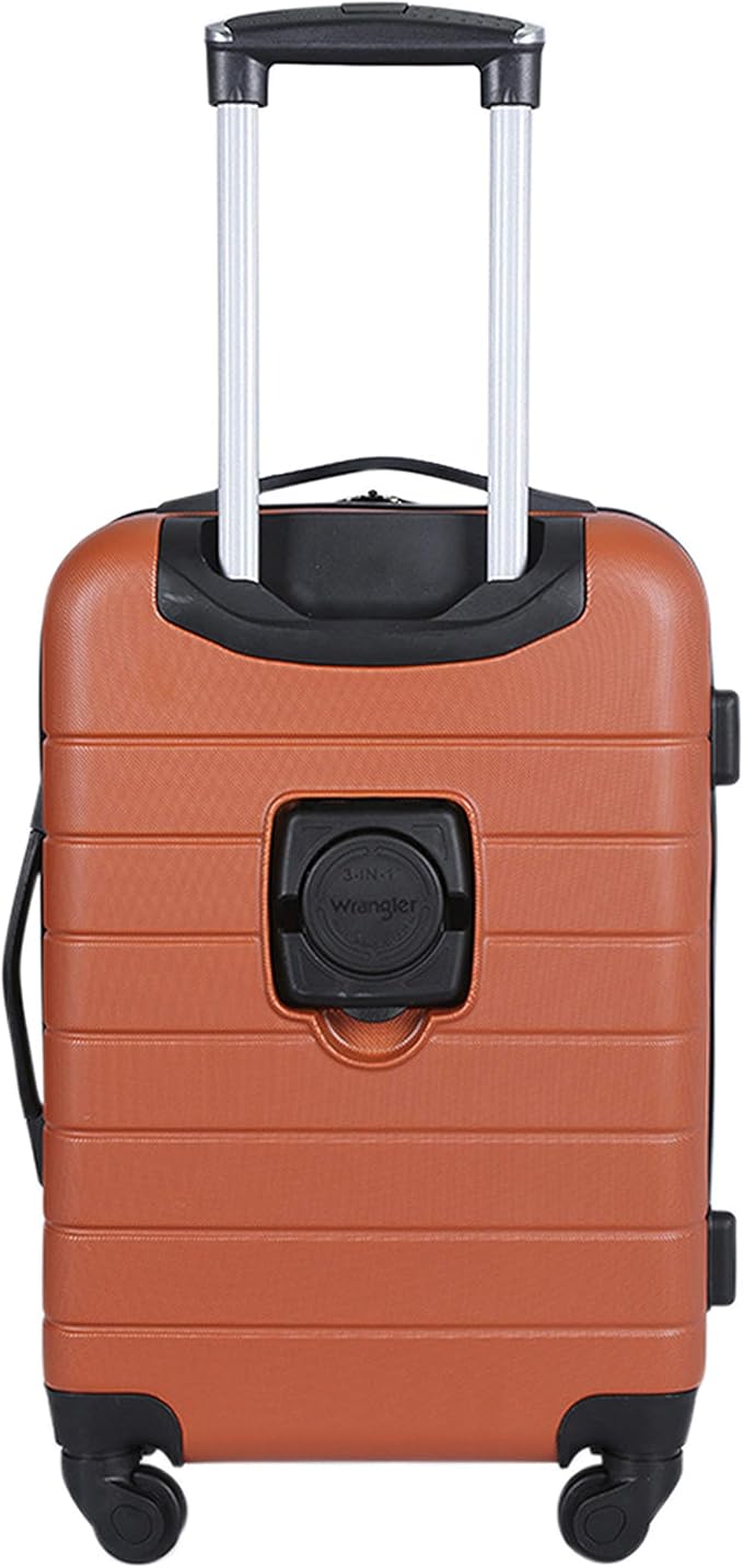 Wrangler Smart Spinner Hardside Luggage, 22-Inch Carry-On, Burnt Orange