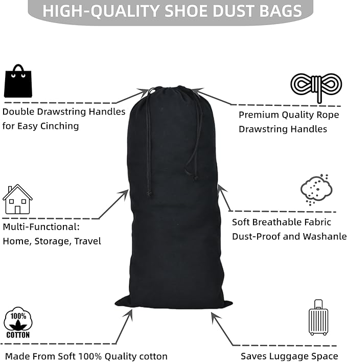 GONGKANGYUAN 4 Pack Shoe Bags for Travel Flannel Single Shoe Pouch with Drawstring for Men Women Travel Protecting Storing Shoes