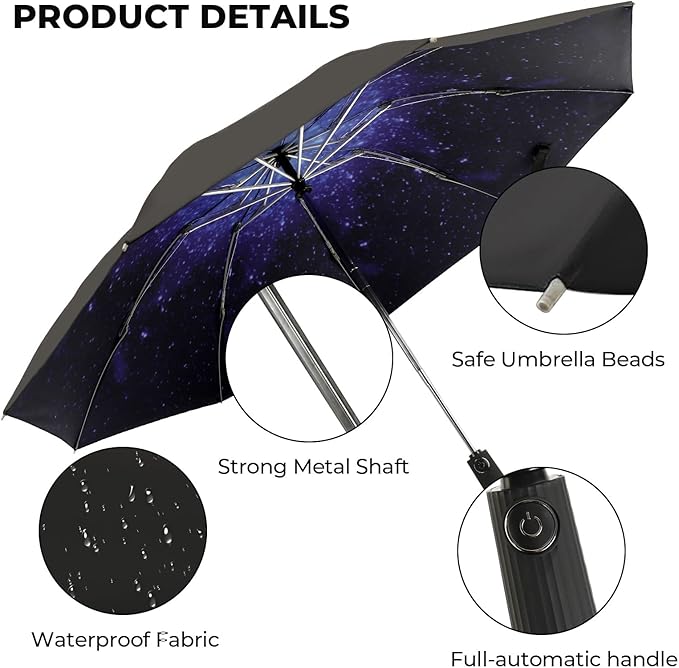 ZDSSM Compact Inverted Travel Umbrella, Automatic Open Close, 9-Rib 46 Inch Windproof Umbrella, Waterproof UPF 50+, Portable Umbrellas for Men, Women, Travel, and Daily Use