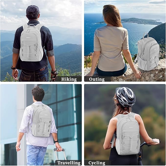 ZOMFELT Hiking Backpack for Women Men, 15L Lightweight Packable Backpack for Trip, Water Resistant Small Travel Backpacks, Foldable daypack for Hiking, Walking, Cycling, Camping, Grey