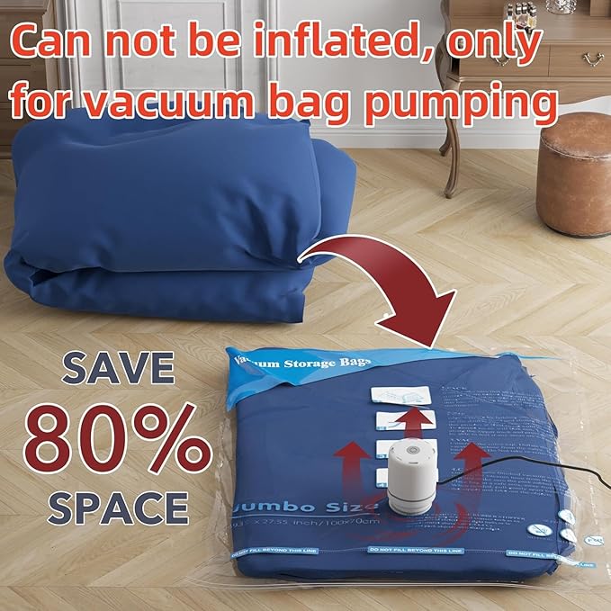 GONGSHI Vacuum Storage Bags, Space Saver Seal Bags For Clothing, Blankets, Comforters, Pillows, Clothes Storage,Travel Luggage,24 Combo-EPUMP