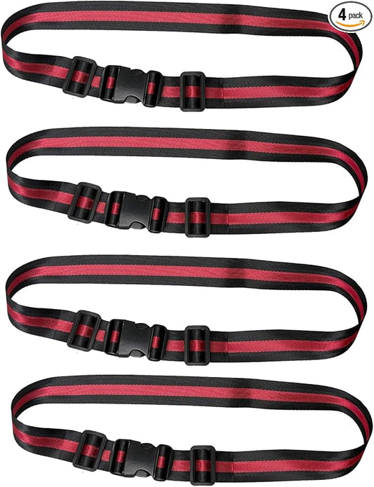 MAGARROW 65" 1.5" Utility Straps with Buckle Adjustable, 4-Pack (RED/Black (4-PCS))