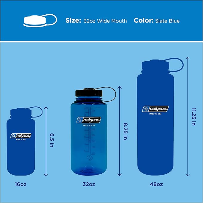 Nalgene 32 oz Wide Mouth Water Bottle | BPA-Free, Durable & Leak Proof, Lightweight Bottle for Hiking & Gym, Work & Travel
