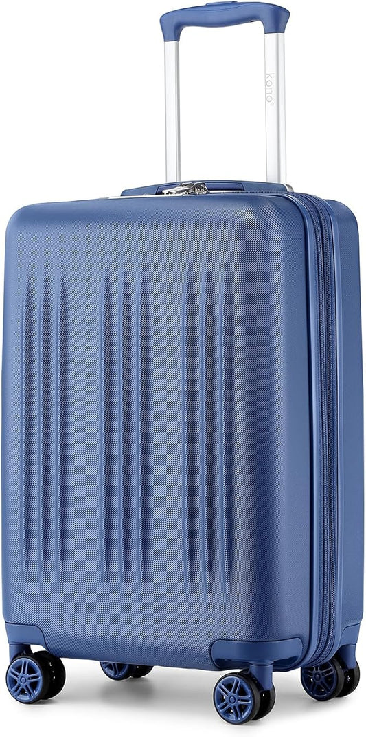 Kono Small 20 Inch Expandable Carry On Luggage with Quiet Spinner Wheels & TSA Lock, Scratch and Drop Resistant PC+ABS Hardside 22x14x9 Airline Approved Suitcase, Navy Blue