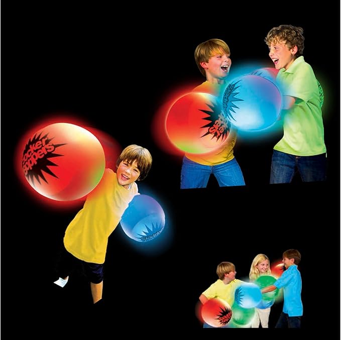 Socker Boppers Light Up Glow Games LED - One Pair Boppers – Impact Activated Light, Lights are Color Changing, Box and Bop, Durable Vinyl, Active Outlet That aids in Agility, Balance and Coordination